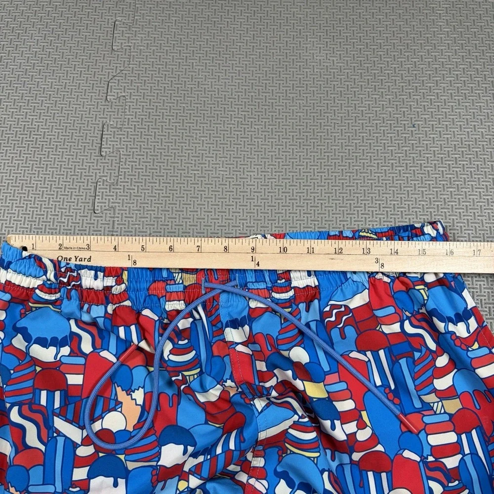 Rsvlts Board Shorts Sz L Red White Blue Ice Cream Unlined Swim Trunks EUC
